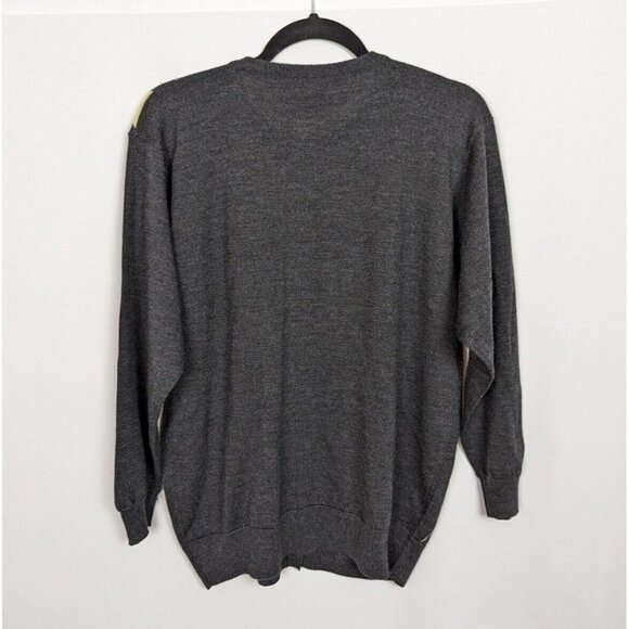 Vintage PRINGLE Scotland L Lambswool Argyle Diamond Checkered Sweater Cardigan - Picture 2 of 9